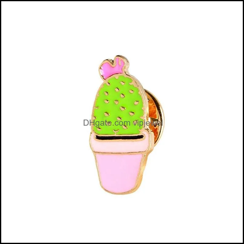  enamel brooch pins women potted cactus plant creative lapel brooches badge for men s fashion jewelry accessories