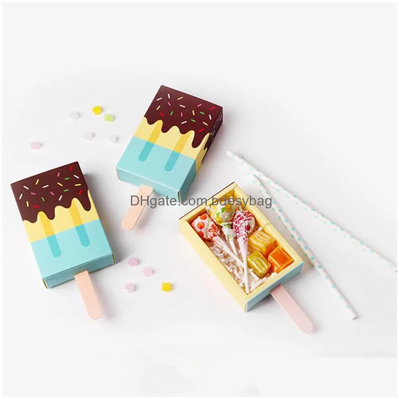 gift wrap ice cream shape gift box baby shower birthday party candy box kid cute cartoon drawer paper gift box wrap chocolate package boxes