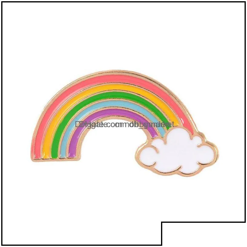 pins brooches jewelry cartoon rainbow and clouds enamel for women men kid collection fashion metal lapel badge brooch pins gifts drop