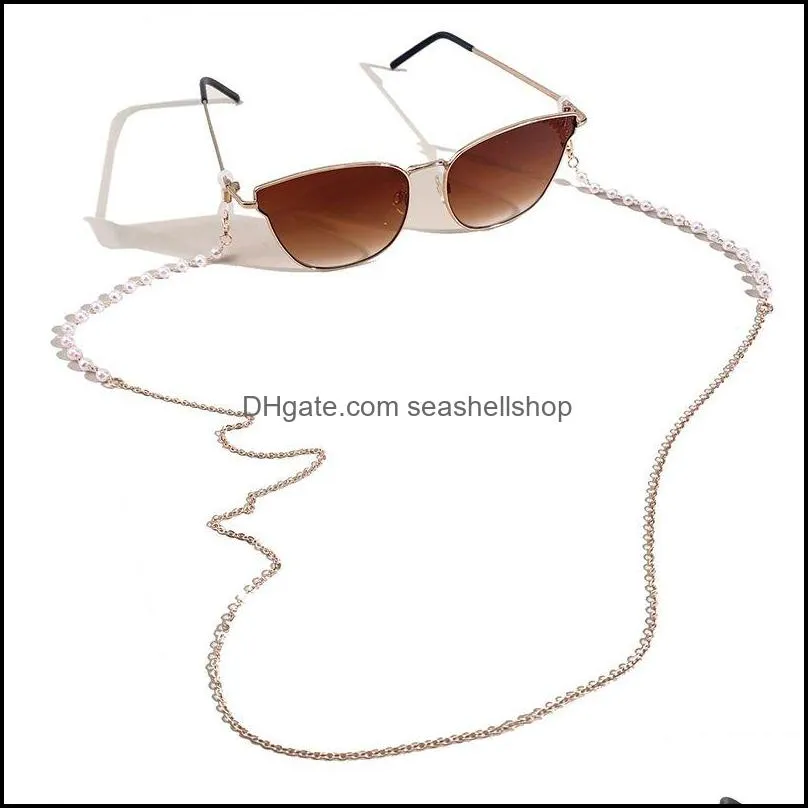 women eyeglasses chains fashion metal glasses lanyard girl pearl mask strap trendy acrylic nonslip mask chain sunglasses cord