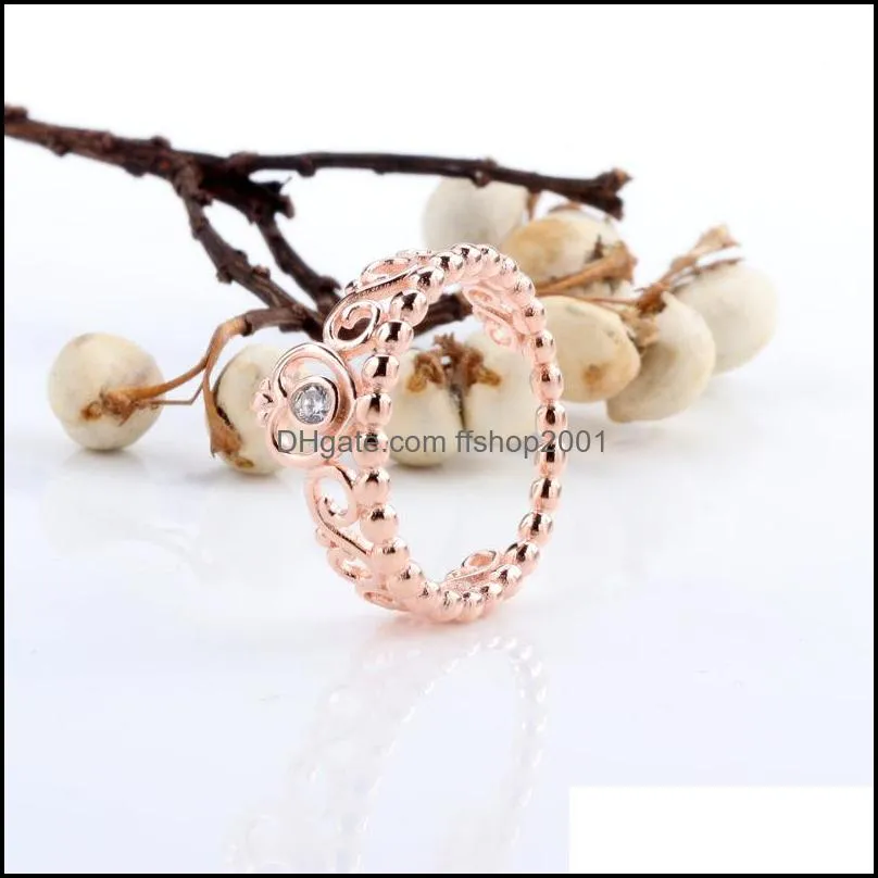 rose gold plated 925 sterling silver ring my princess tiara european jewelry charm crown ring gift 6 d3