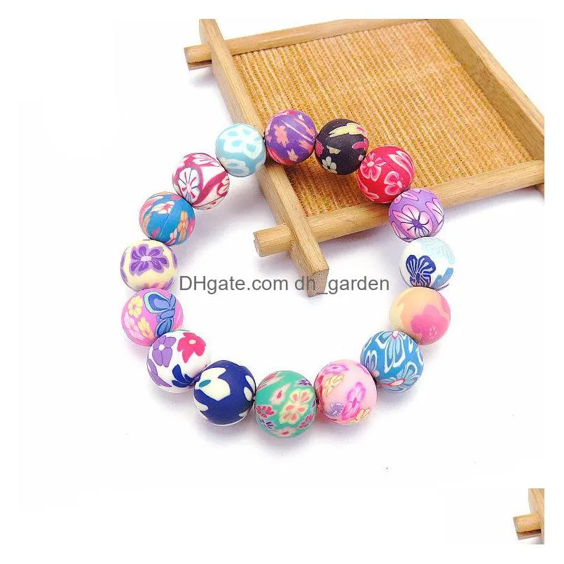  fimo printing beaded chains bracelets for women 814 mm flower soft pottery beads wrap bangle fashion handmade diy jewelry