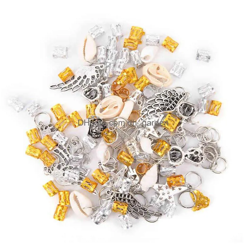 metal african hair rings beads cuffs tubes charms dreadlock dread braids jewelry decoration accessories