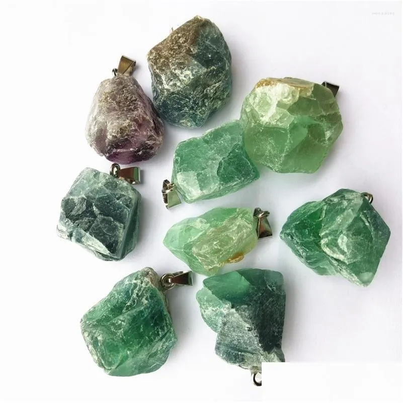 pendant necklaces gazelle fashion good quality natural stone raw ore necklace fluorite pendants 6pcs top selling wholesale lots