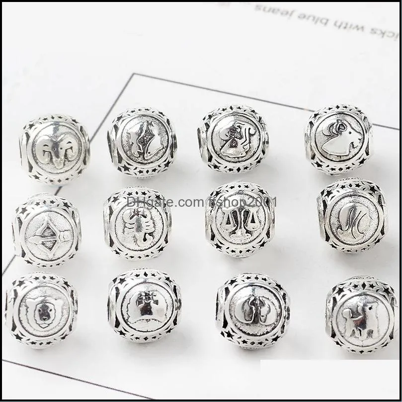 jewelry bracelets zodiac virgo gemini aries taurus charms beads silver charms bead for women diy european necklace 419 h1