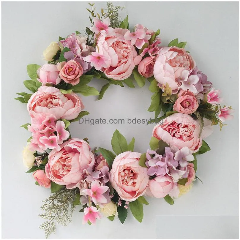 decorative flowers wreaths artificial flower wreath peony wreath 40cm diameter peony door round flower garland home front door decor