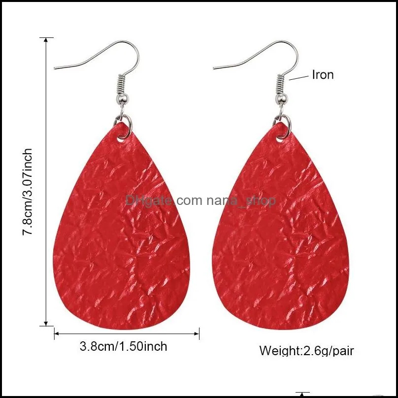  est trend lightweight pu leather dangle earrings for women water wave pattern teardrop shape earring party jewelry gift