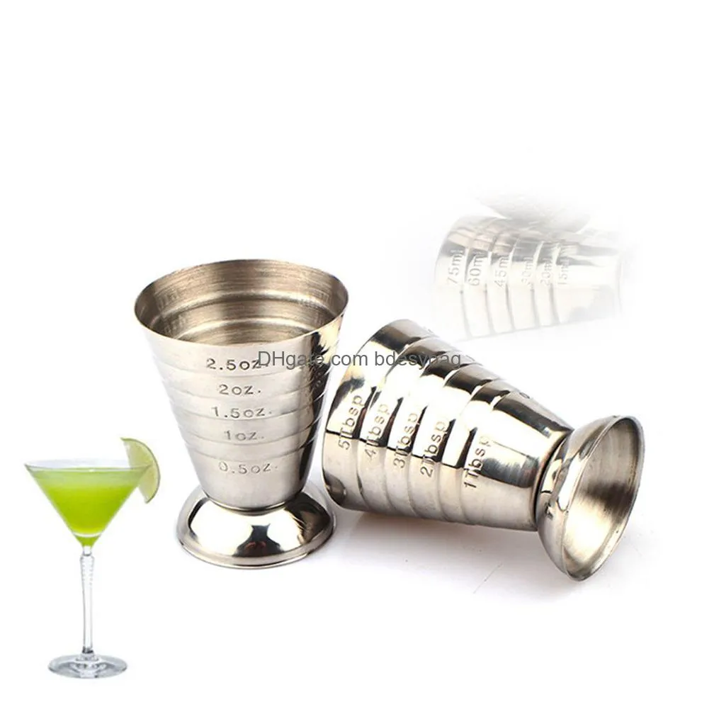 bar tools stainless steel measure cup cocktail jigger drink mixer bar tools 2.5oz 5tbsp 75ml for liquid or dry mini espresso glass