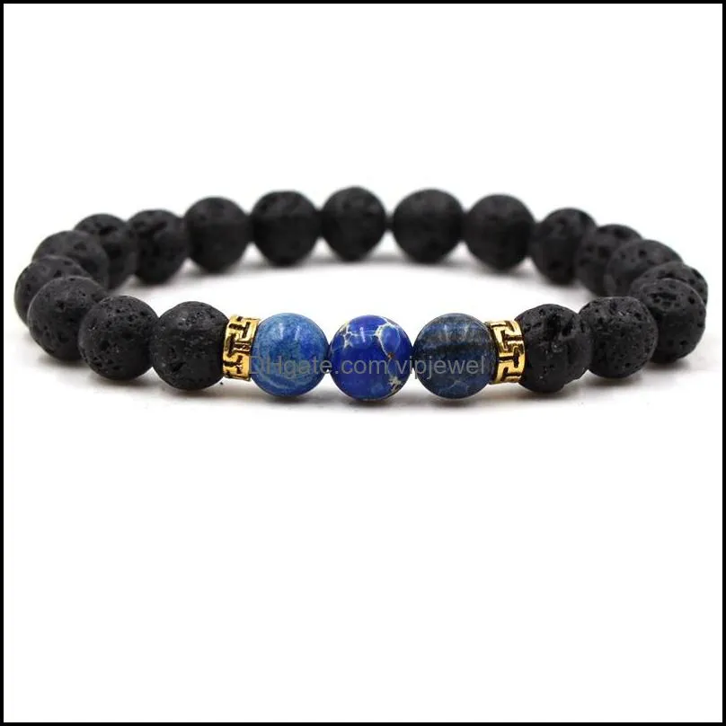7 chakra bracelets men charm bangle black lava stone beaded bracelet for women jewelry christmas gift g110s z