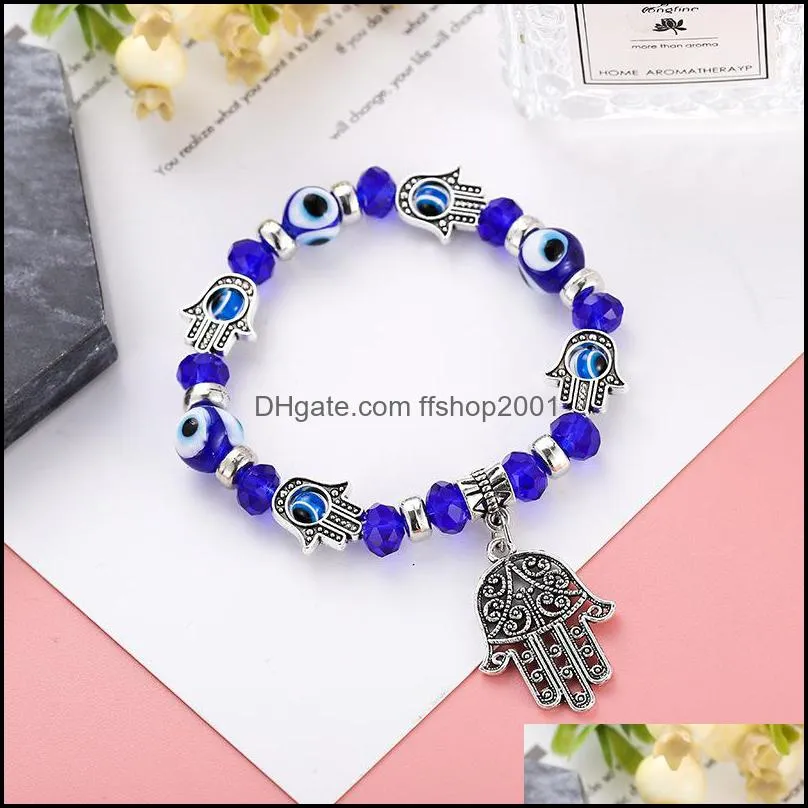 explosion models turkish blue eyes glazed beads bracelet muslim hand jewelry fatima palm evil eye c3