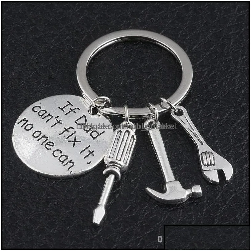 key rings jewelry keyring if dad cant fix it no one can hand tools keychain hammer screwdriver wrench charms ring hold fashion drop