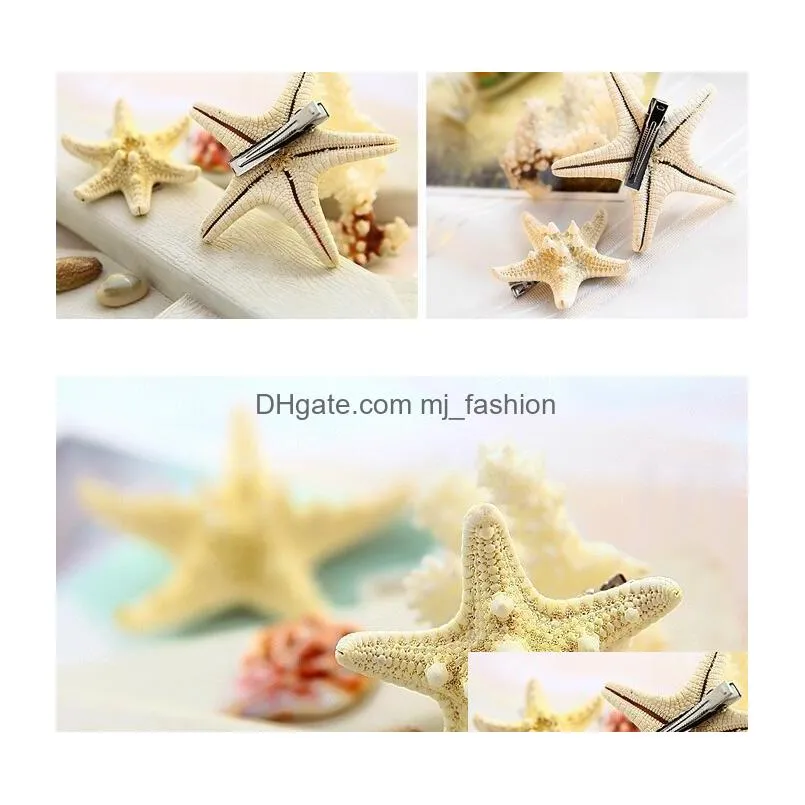 fashion jewelry starfish barrette womens natural starfish hairpin side clip duck beak clip barrettes