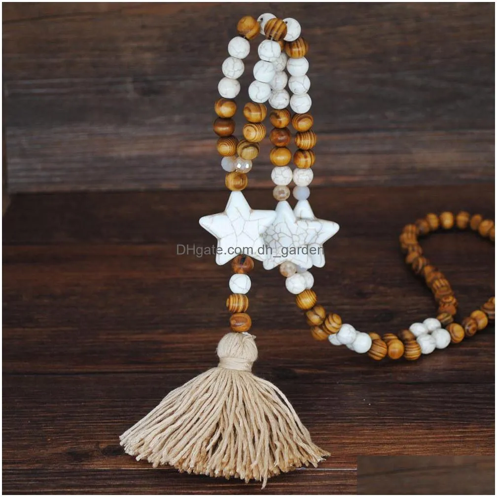 boho handmade wooden beaded sweet necklaces for women girls fashion summer jewelry 2021 trend vintage holiday accessories