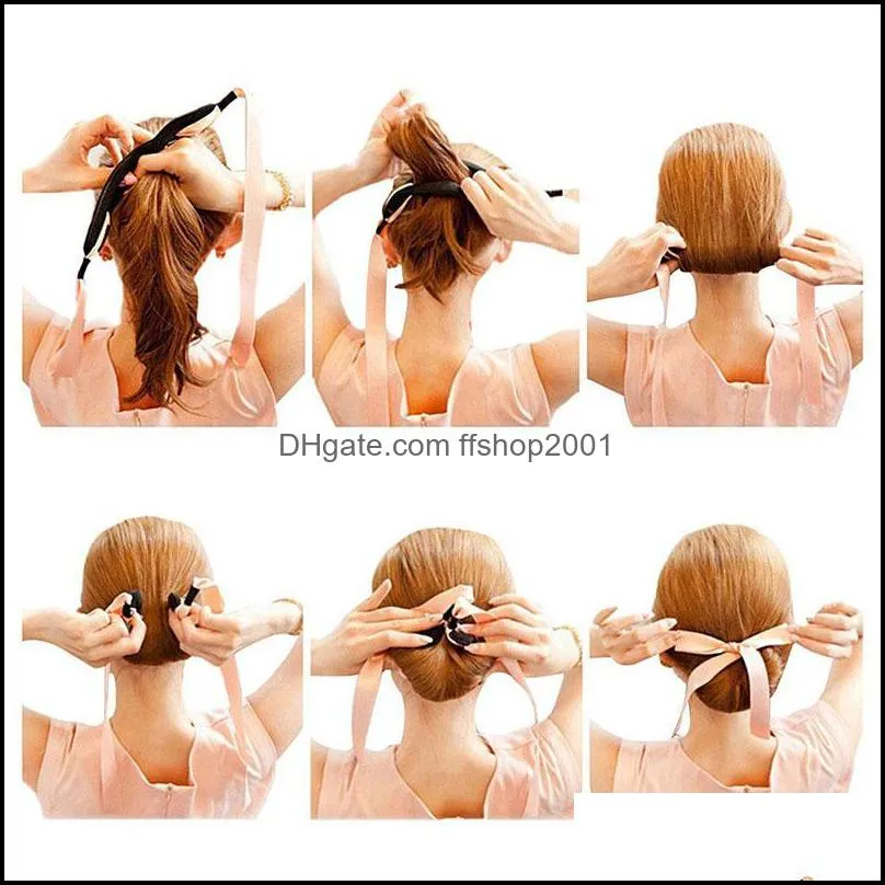 girl women hair accessories curls bun head band hair maker magic hair making tool ribbon bowknot bun style maker 446c3