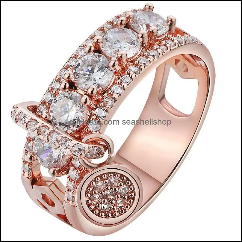 elegant rose gold ring for women fashion inlaid zircon wedding rings party bridal engagement jewelry gift