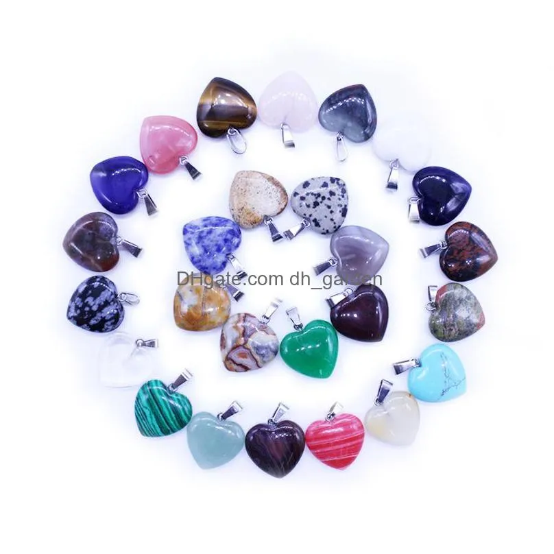 bulk natural crystal stone pendant for necklace jewelry making mix hexagonal prism bullet point cross heart drip quartz agate charm