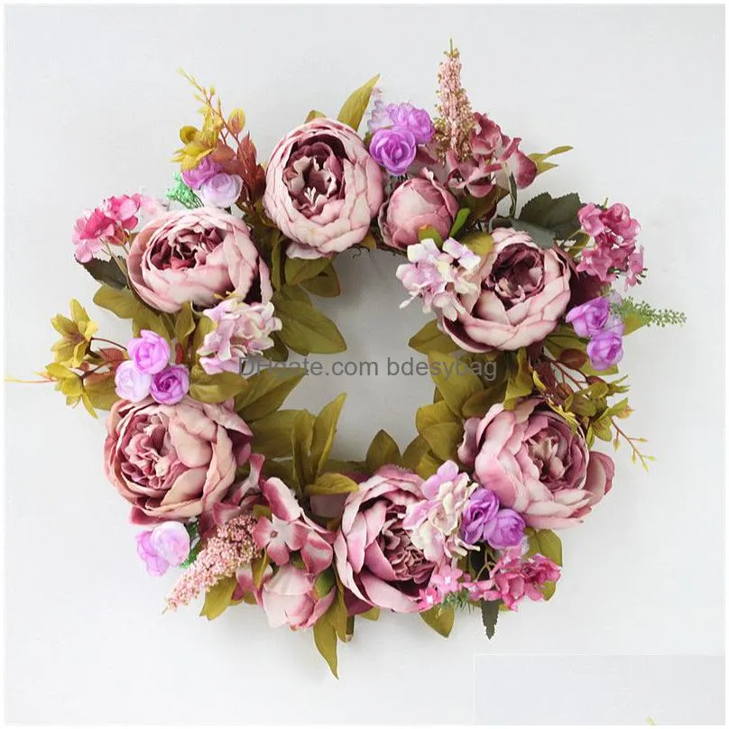 decorative flowers wreaths artificial flower wreath peony wreath 40cm diameter peony door round flower garland home front door decor