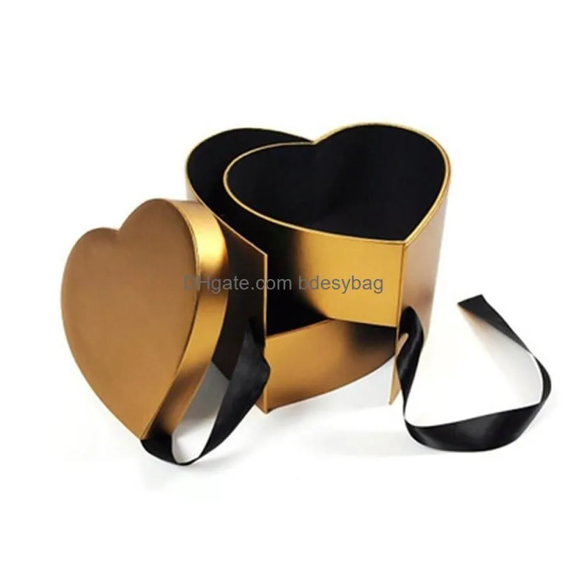 other festive party supplies heart shaped double layer rotate flower chocolate gift box diy wedding party decor valentine day flower packaging case dhs