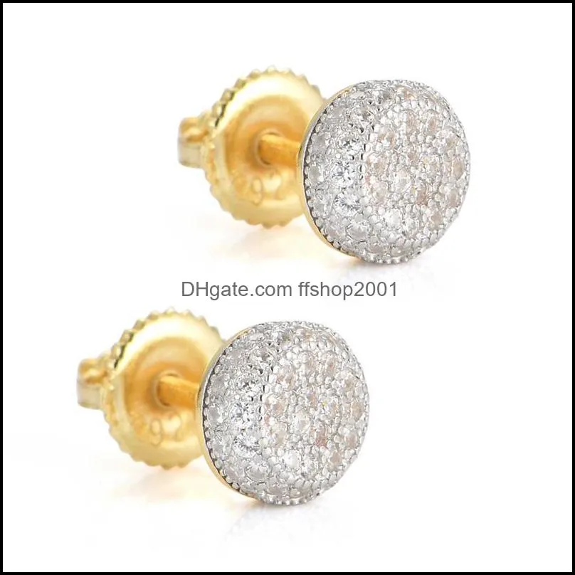 925 sterling silver earrings mens hip hop jewelry iced out diamond stud earrings style fashion earings gold silver women accessories 3729