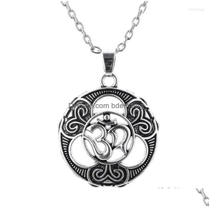 pendant necklaces religious necklace unisex mandala chakra for buddhist good amulet gift choose zinc alloy material provide drop