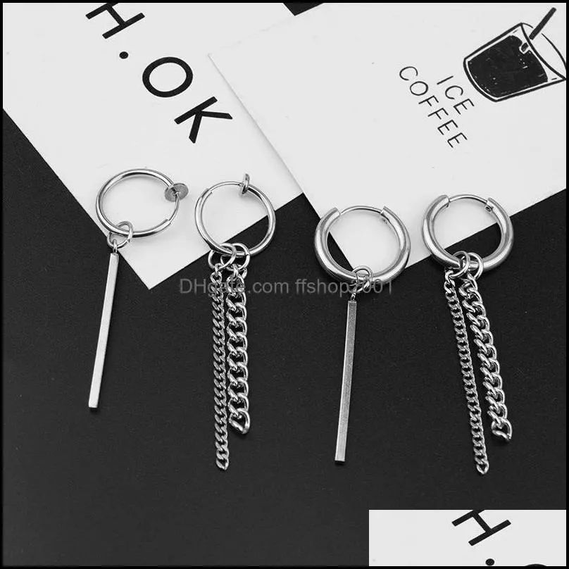 hoop huggie the punk chain earrings hiphop rock geometric stud swaying drop jewelry gifts 3578 q2