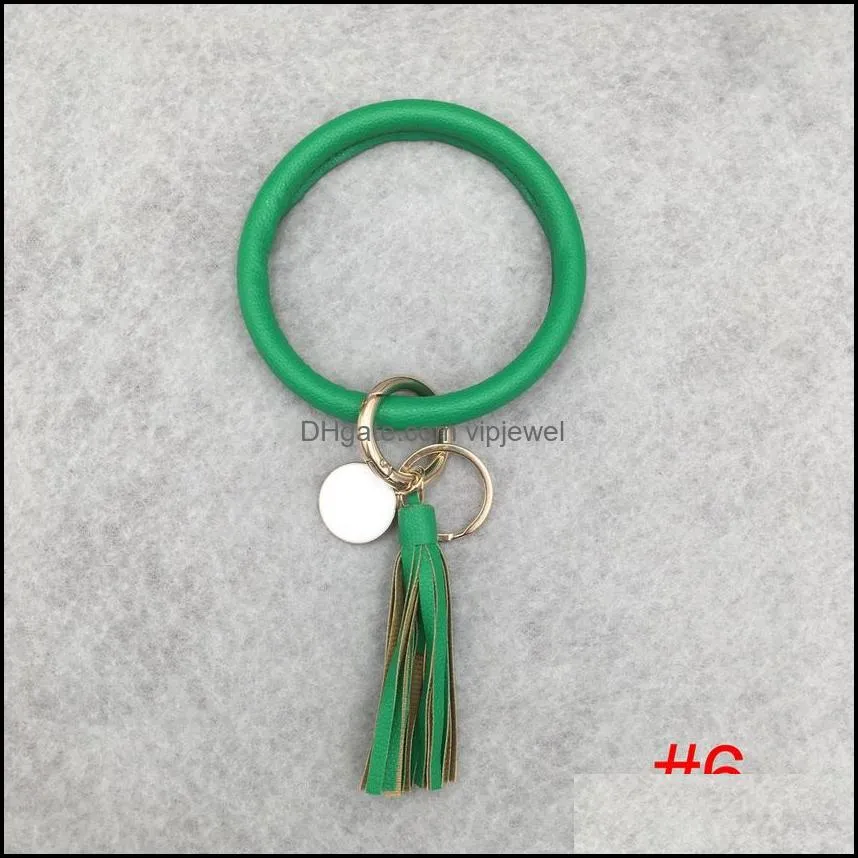 women fashion personalized pu leather bracelet key ring chain sunflower leopard tassels pendant bangle keychain m497a z
