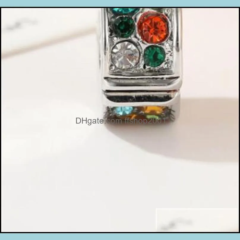 plated silver bracelet colourful crystal charms stopper beads spacer elegant bead clip locks fit european charm bracelets jewelry 1950