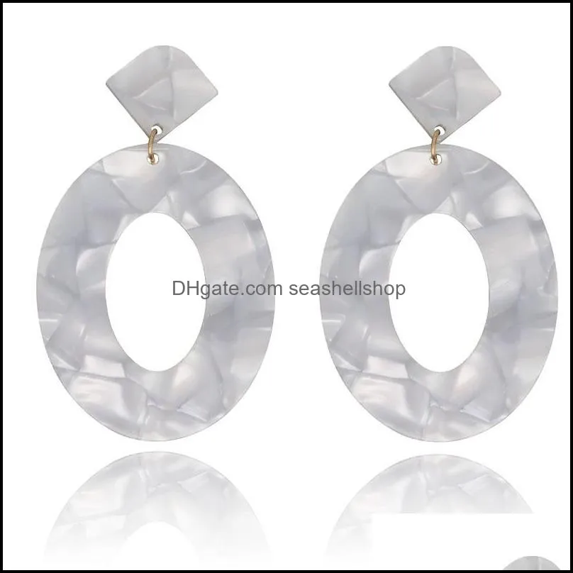 geometric acrylic dangle fashion statement drop earrings for women vintage resin oval chandelier wedding jewelry gift