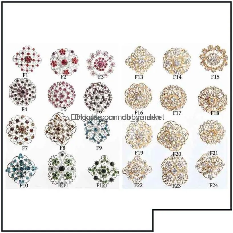 pins brooches jewelry 24pcs clear crystal rhinestones women bridal gold brooch pins for diy wedding bouquet kits drop delivery 2021