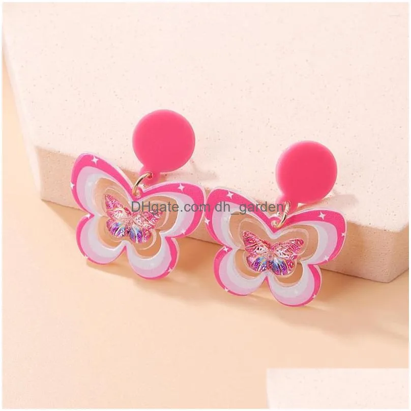dangle earrings colorful acrylic geometric star moon butterfly drop for women cute transparent laser jewelry