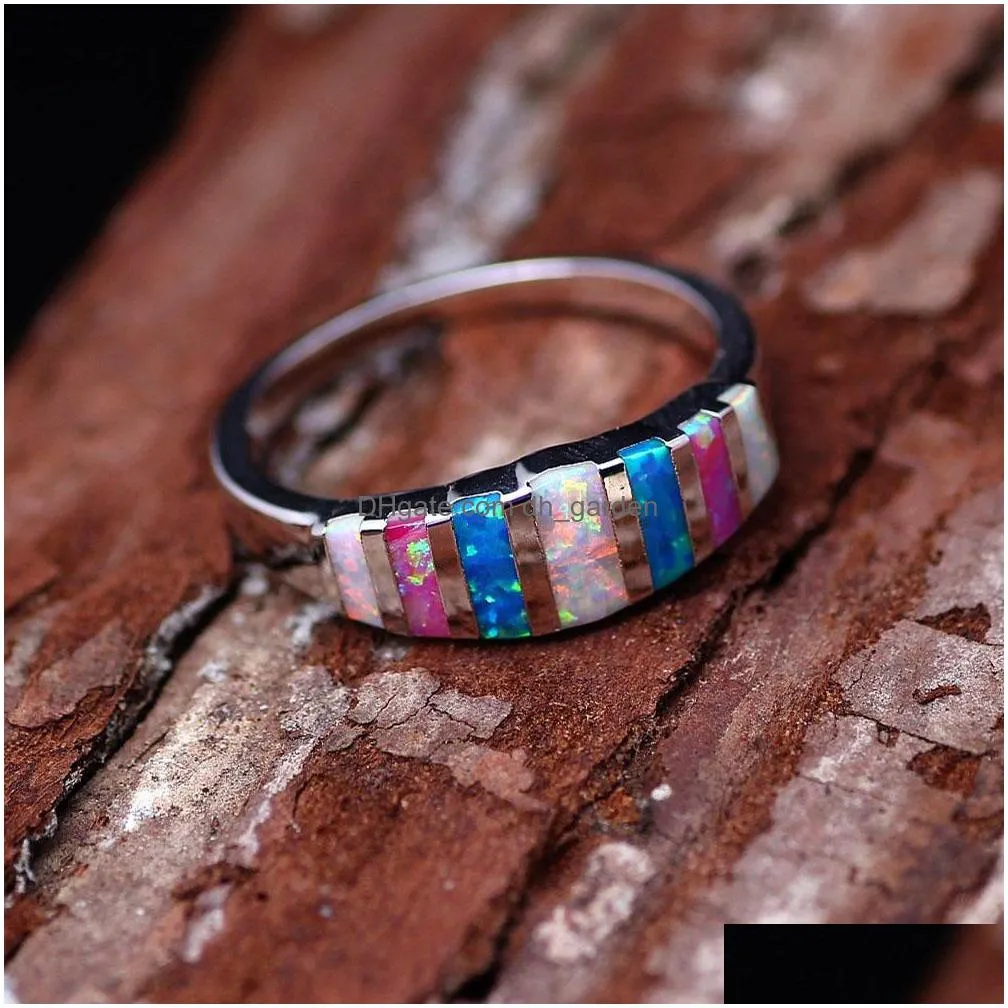 luxury opal wedding rings for women natural stone bride engagement bridesmaid finger rings fashion jewelry gift