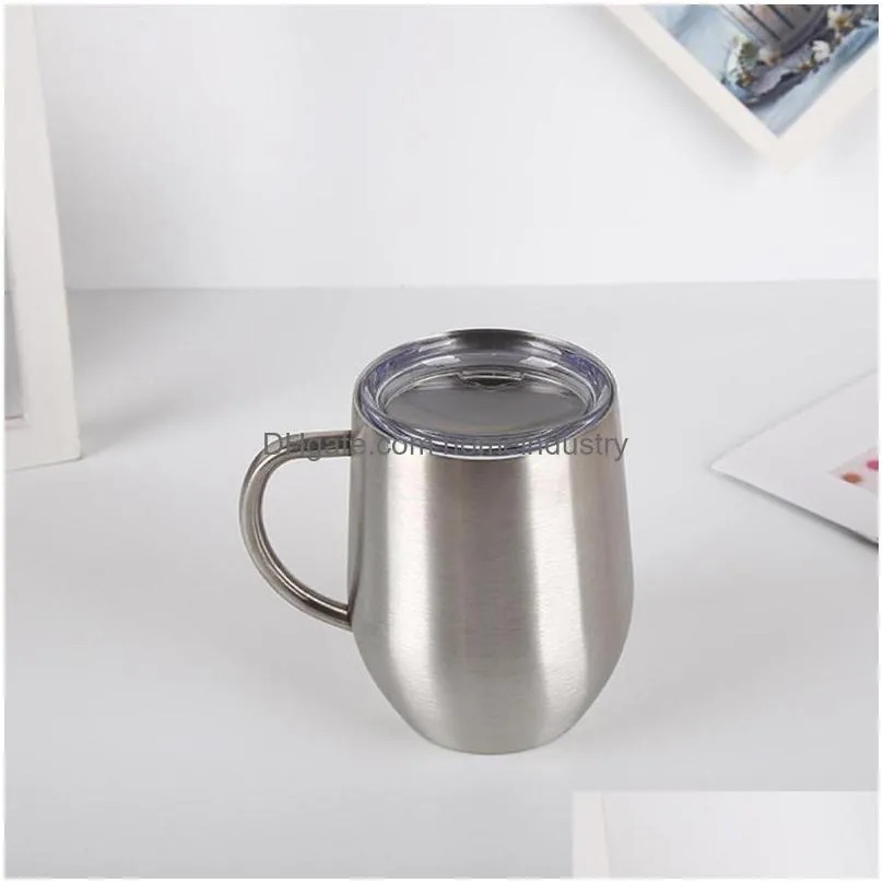 mugs stainless steel mug coffee milk cup doublelayer antiscald water outdoor portable with cover handle 360ml