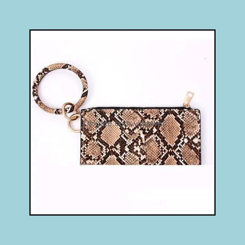 pattern wallet key ring bracelet leather wristlet keychains bangle for women card bag bracelets big round keychain q4fz