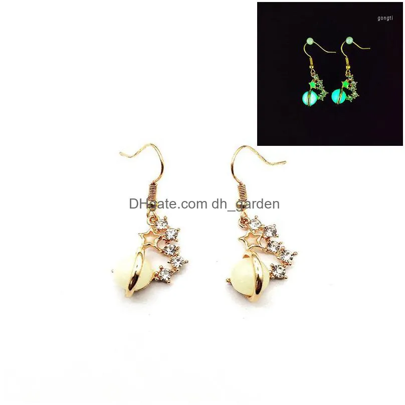 dangle chandelier fashion luminous earrings moon star drop fantasy glow in the dark halloween jewelry gift for women girldangle