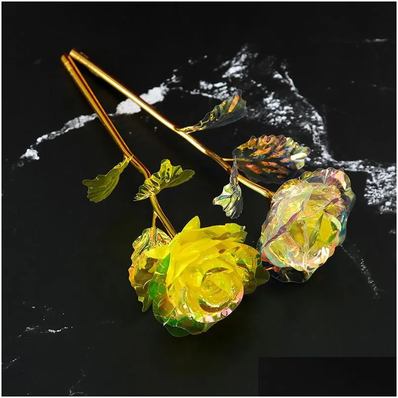 decorative flowers wreaths 24k gold leaf rose flower birthday gifts female creative valentines day gift birthday simulation flowers gold plated foil rose