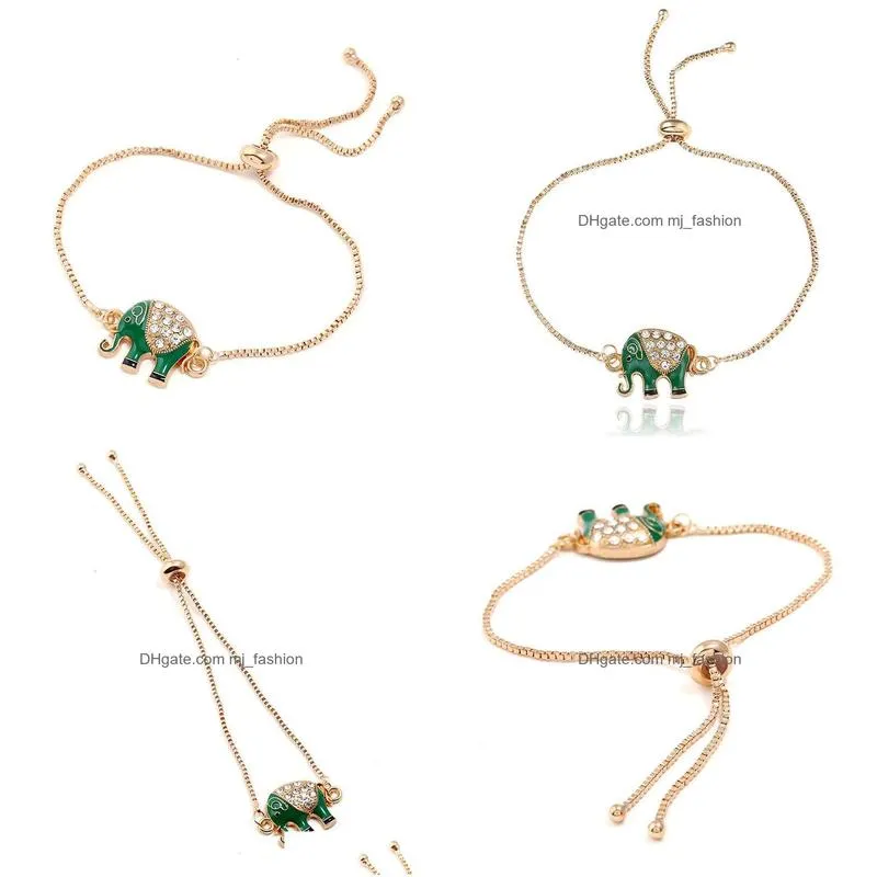 fashion jewelry retro adjustable bracelet cartoon drop glaze elephant pendant bracelets