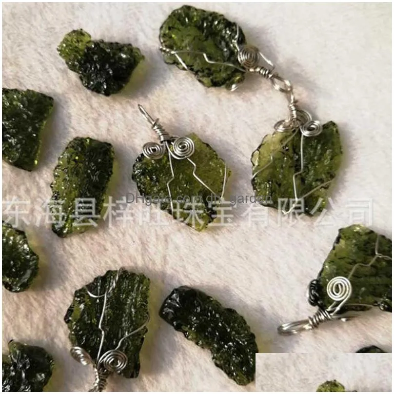 aaddadd natural moldavite green aerolites crystal stone pendant energy apotropaic4g6g/ lotadd rope unique necklace