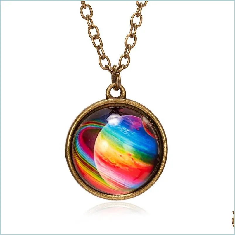 fashion universe star doublesided retro pendant necklace galaxy nebula creative design for women men high quality jewelry gift