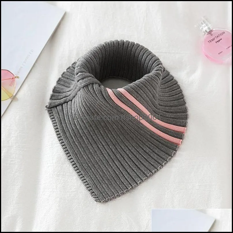 neck ties winter turtleneck false fake collar ribbed knitted striped detachable triangle scarf wrap windproof stretchy warmer 3645 q2