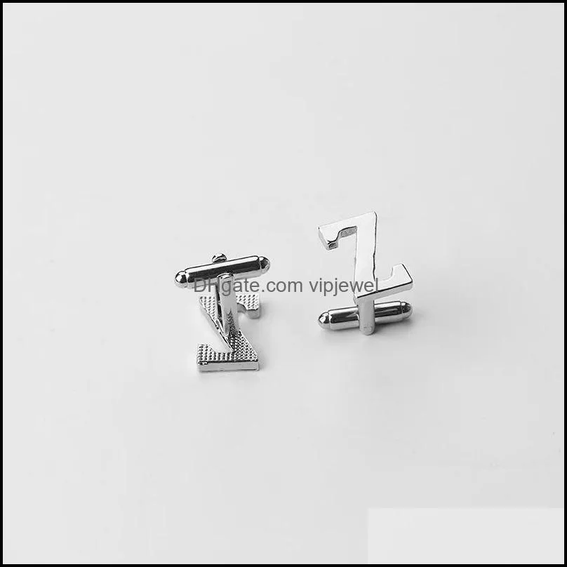 az design 26 silver letter cufflinks men french shirt cuff links for women bride fashion wedding jewelry gift