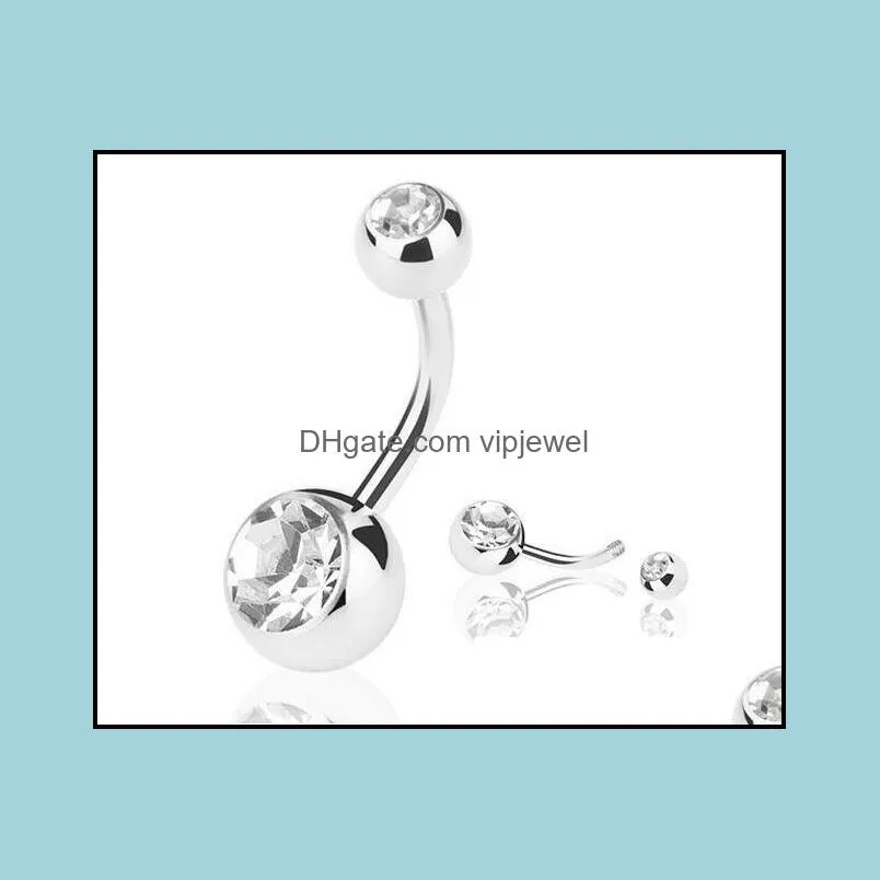  stainless steel belly button rings navel rings crystal rhinestone body piercing bars jewlery for womens bikini fashion jewelry