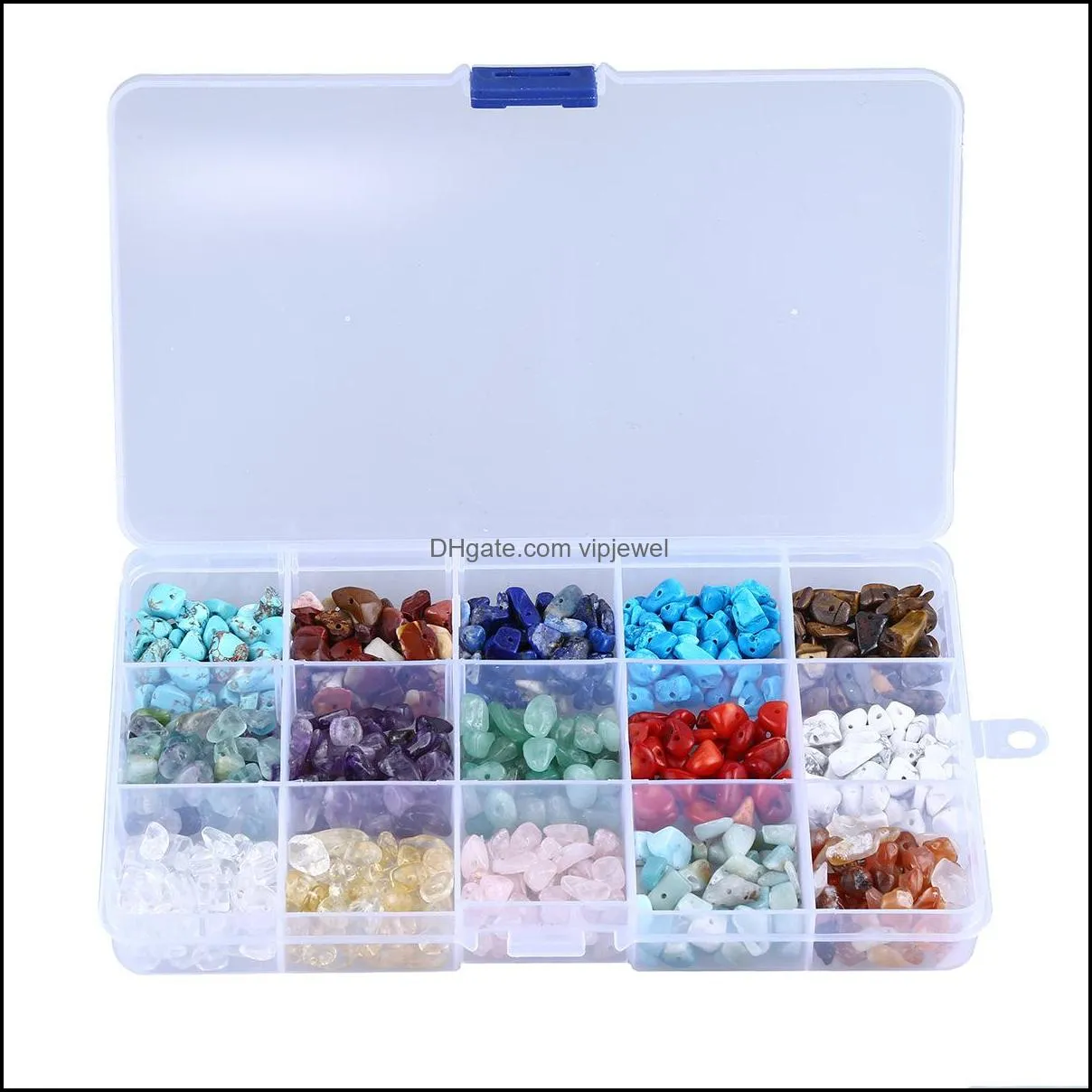 gemstone beads irregular natural stone beads crystal energy stone with storage box for jewelry making diy 15 colors d825l