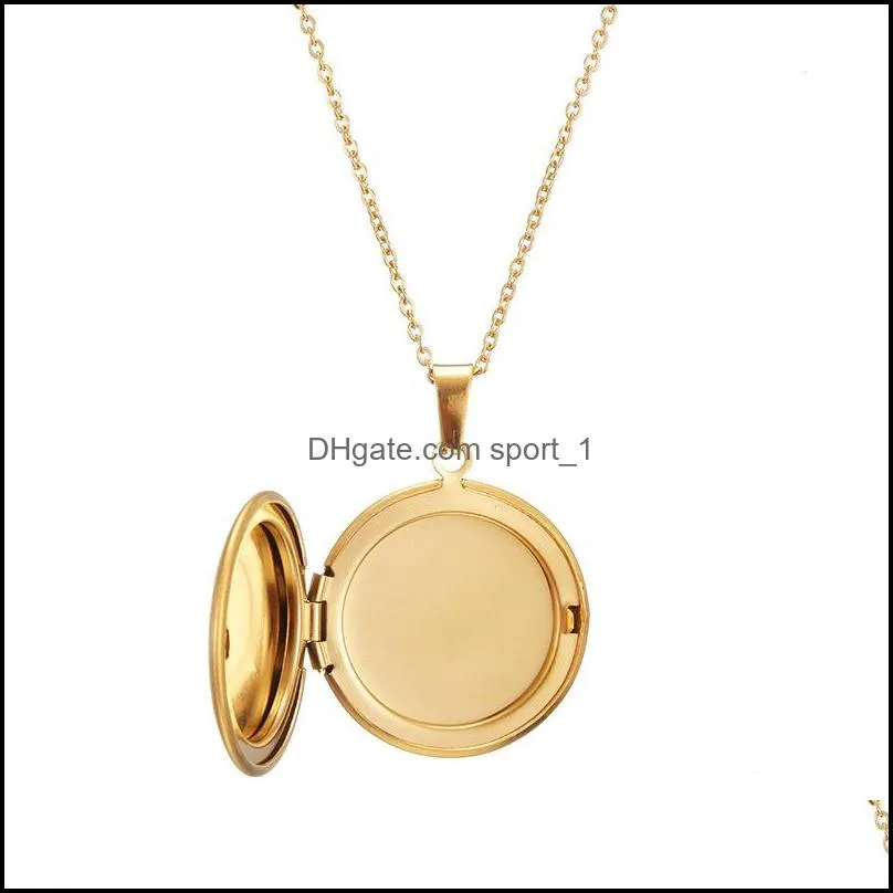  stainless steel gold round living memory opening locket necklace magic locket engraving words family p o necklace gift for mom