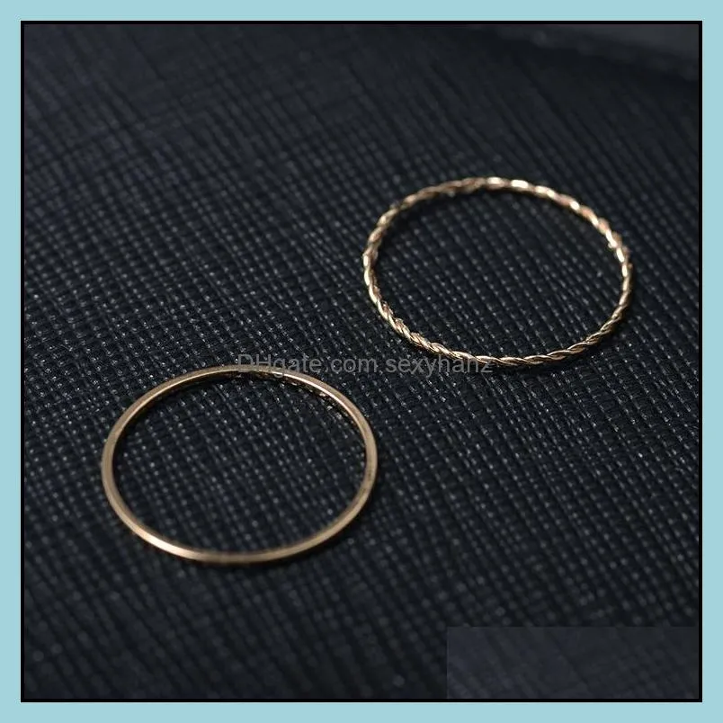 2pc/set high quality tiny creative twisted rings designer gold plated couple ring for women ladies wedding engagement jewelryy
