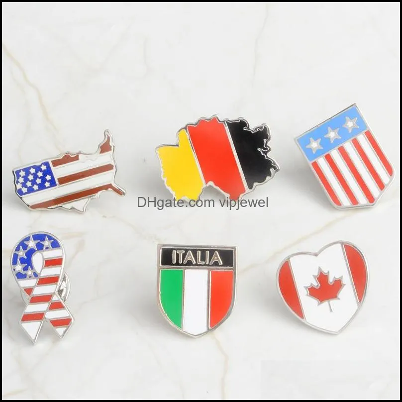 national flags enamel brooches canadian american german italian flag lapel pin button clothes collar brooch badge fashion jewelry gift