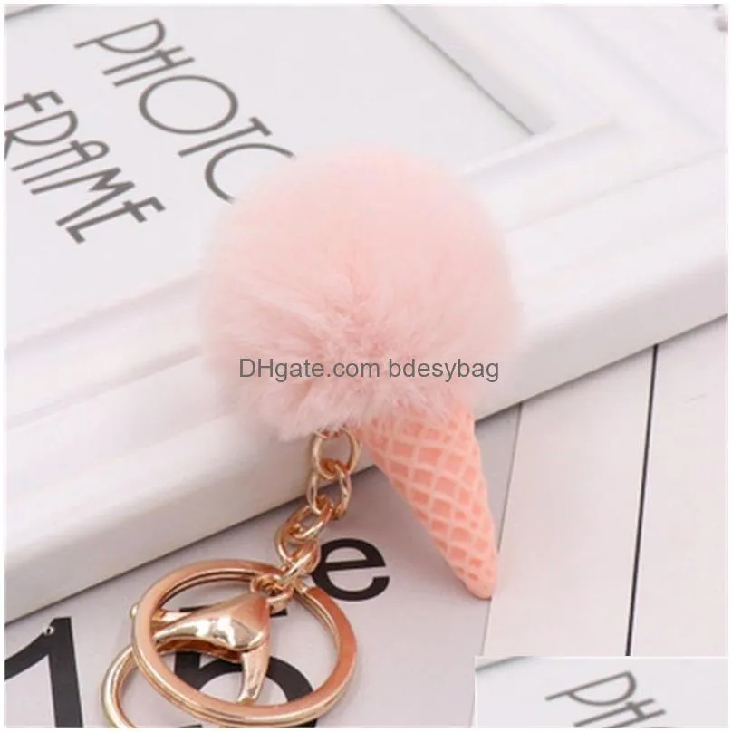 party favor plush ice cream key ring soft ball keychains keys holder luggage bags pendant gift toys birthday party supply 1 8tz h1