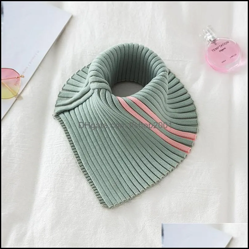 neck ties winter turtleneck false fake collar ribbed knitted striped detachable triangle scarf wrap windproof stretchy warmer 3645 q2