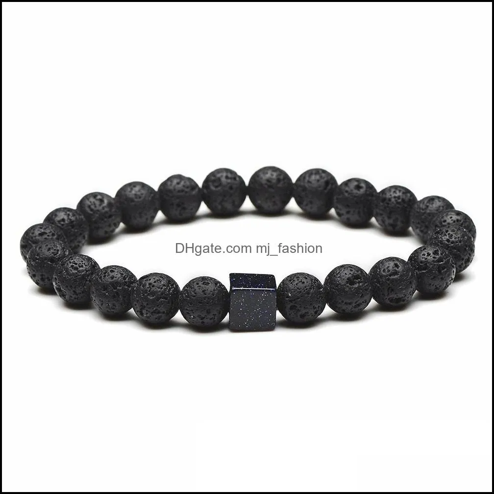 8mm natural stone lava rock bracelet cube zinc color aromatherapy  oil diffuser bracelet