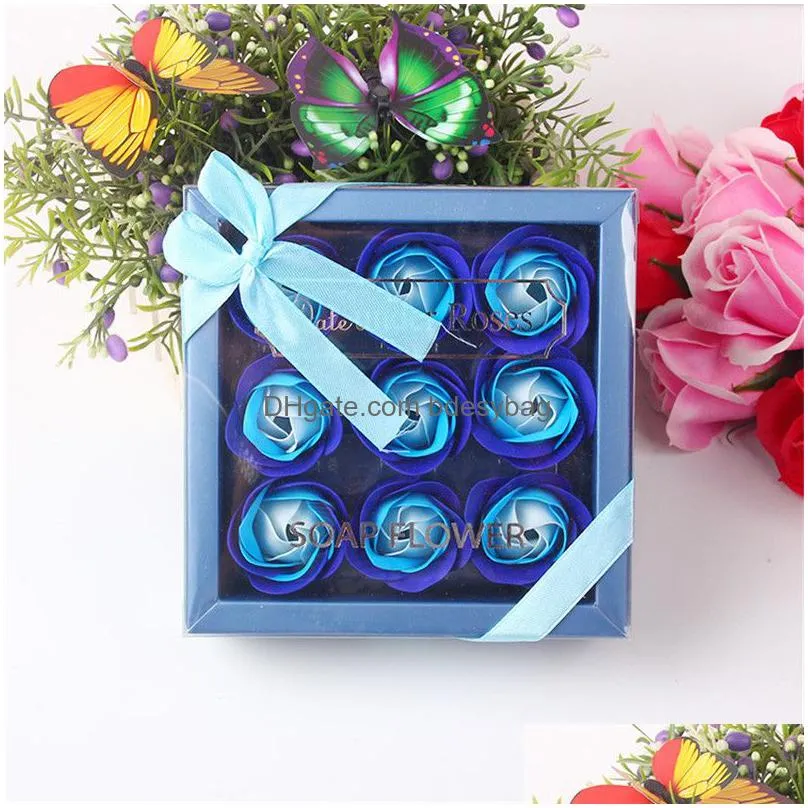 decorative flowers wreaths soap rose box 9 pcs artificial rose petal gift box valentine day weding engagament birthday soap rose box