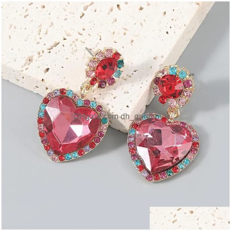 dangle earrings pauli manfi fashion metal heartshaped rhinestone glass womens creative party accessories